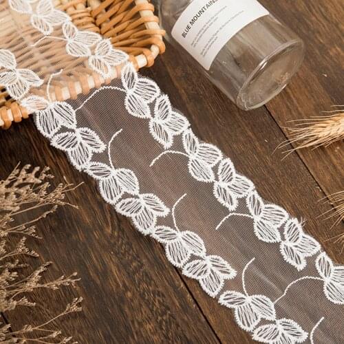 2yards Lace Ribbon White Embroidery Fabric For Dress Collar Garments Accessories Home Decor Diy Crafts Needlework Sewing Supply