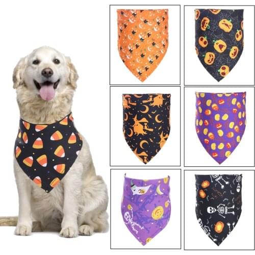 2020 Halloween Style Pet Bandanas Washable Dog Bandanas Bowties Collar Pet Scarf Big