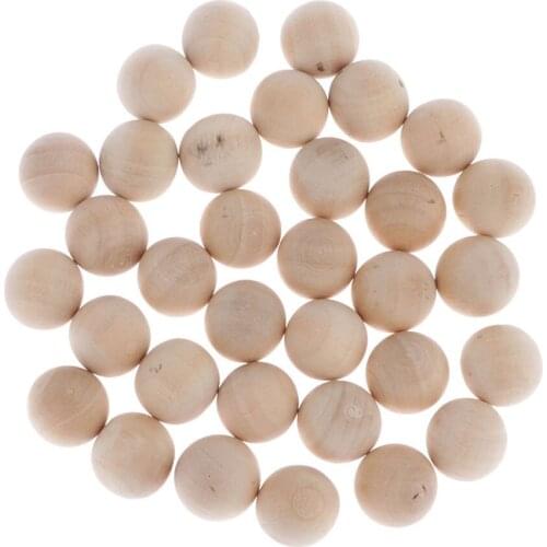 20x Natural Unpainted Wood Beads Round Loose Wooden Bead Bulk Ball for Jewelry Making Craft