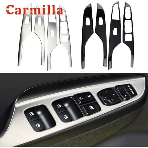 4Pcs Car Electric Window Switch Door Panel Handle Armrest Lift Cover Trims Frame for Hyundai Encino Kauai Kona 2017-2021 LHD