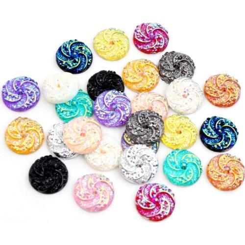 New Fashion 40pcs 12mm Mix Colors Windmill Style Flat back Resin Cabochon For Bracelet Earrings accessories