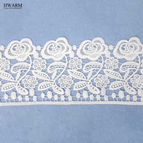 5yard white african lace fabric trim ribbon rose curtain DIY High-end fashionable bilateral wedding decoration New Unilateral