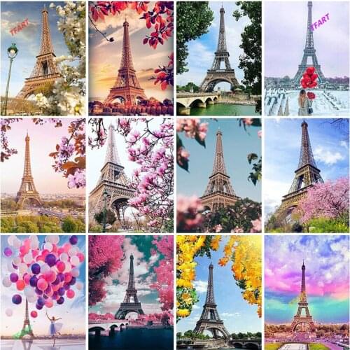 5D DIY Diamond Painting Eiffel Tower Full Round/Square Drill Mosaic Diamond Embroidery Landscape Rhinestone Pictures Home Decor