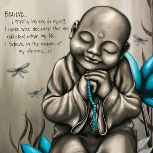 5D Diy Diamond Painting Cross Stitch Meditating Little Monk Needlework 3D Diamond Embroidery Full Round Mosaic Decoration Resin