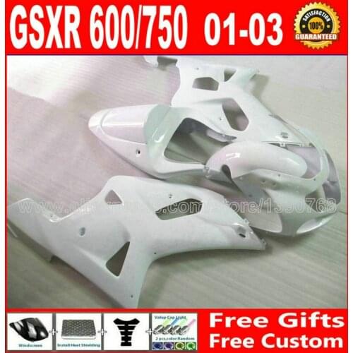 7 gift fairing set for beautiful all flat white SUZUKI GSXR 600 750 2001 2002 2003 K1 #TBJ GSX R600 R750 01-03