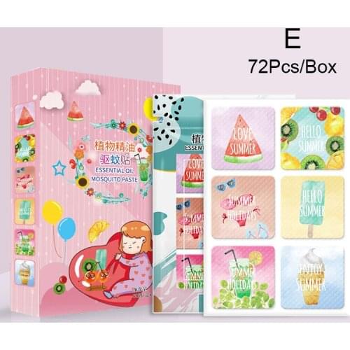 72pcs/box Mosquito Repellent Stickers Patches Cartoon Pure Plant Essential Oil Stickers for Baby Kid TP899