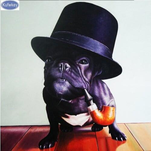 Diamond embroidery bulldog animal diamond painting full square diamond mosaic picture of rhinestones cross-stitch wall art sale