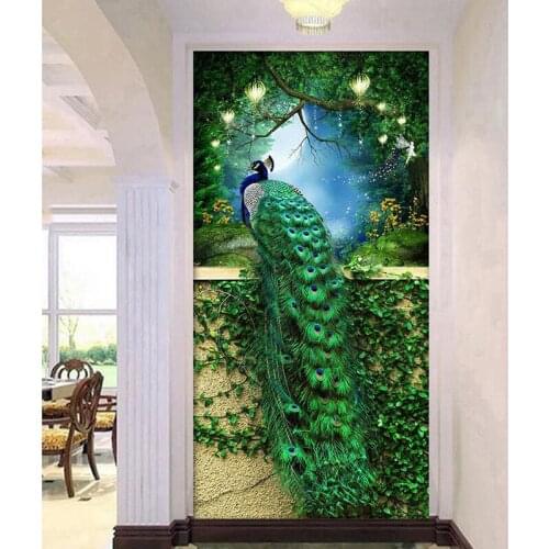 KAMY YI Diamond Painting Green Peacock Animal Mosaic Picture Diamond Embroidery 5D DIY Cross Stitch Home Decoration Hobby Gift