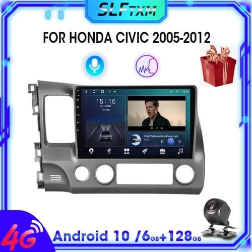 SLFTXM 2 Din Android10 Car Radio Stereo for Honda Civic 2005-2012 Multimedia Video Player GPS Navigation Carplay Auto IPS Screen