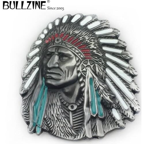 Bullzine Hotsale jeans gift cowboy belt buckle with color enamel FP-01636-1 with pewter finish with 4cm width loop