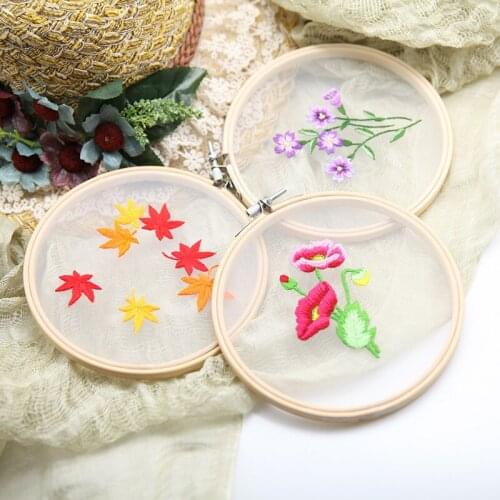 DIY Embroidery Flower /leaf Handwork Needlework for Beginner Cross Stitch Kit Ribbon Painting Embroidery Hoop Home Decoration