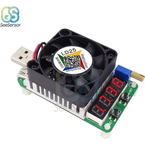 LD25 LD35 USB Electronic Load Resistor Led Digital Ammeter Voltmeter Discharge Battery Test Adjustable Current Voltage Meter 25W