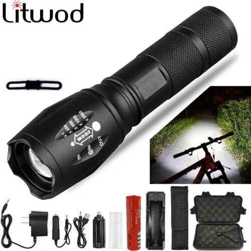 Bicycle Flashlight T6/L2/V6 Torch Aluminum 5 gear Modes Zoom Waterproof use 18650 Battery Outdoor Camping Fishing Torch lantern