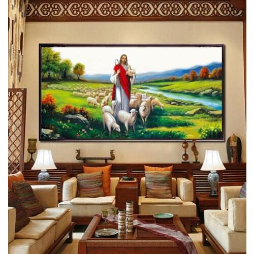 Jesus Shepherd print Cross Stitch Kits Figures Living Room Decorative Painting Landscapes DIY needlework set wall home decor