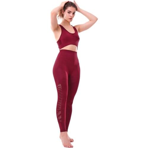 Yoga Sets Women Gym Sports Set Elastic Sports Hight Waist Leggings Sportswear Workout Sets Women Yoga Sets Women Gym Sports Set