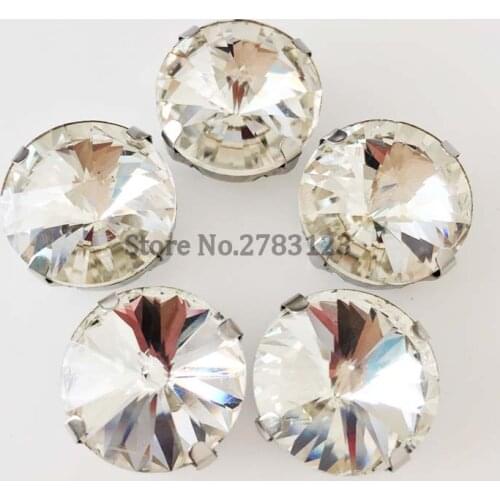 White round shape four claw Silver bottom sew on stones,Superior quality glass loose rhinestones,diy/Clothing accessories