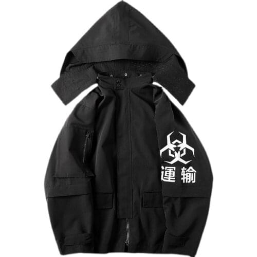 Techwear White Casual Jackets Coats Men Women Hip Hop Japan Style Detachable Hoody Outerwear Male Autumn Oversized Streetwear