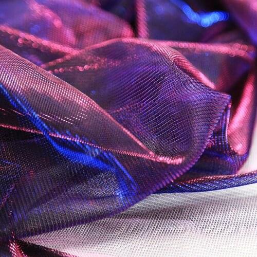 Laser fabric light color mesh transparent color changing slide screen cloth wedding dress designer creative fabric