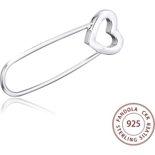 Me Safety Pin With Love Heart Brooch Beads Fit Original 925 Sterling Silver Charm Bracelet DIY Jewelry Making Kralen