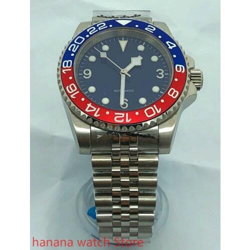 Bliger 40mm mens new top mechanical watch silver case with sapphire crystal ceramic bezel NH35 movement automatic watch