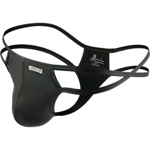 Mens Thongs G-String T-Back Sexy Underwear Cross Faux Leather Low Waist Briefs Men Underwear Mens Panties Sexy Gay Underpants