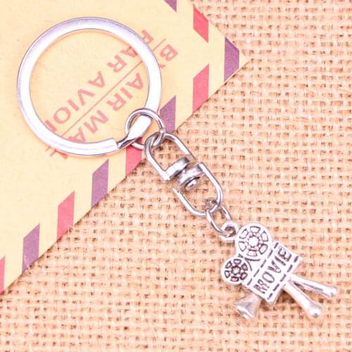 New Fashion Keychain 25x17mm movie camera projector Pendants DIY Men Jewelry Car Key Chain Ring Holder Souvenir For Gift