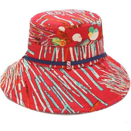 Big Brime Painting Bucket Hat Women Men Fashion Hip Hop Cap Gorros Cotton Flat Cap Man Fisherman Bucket Flat Hat Summer
