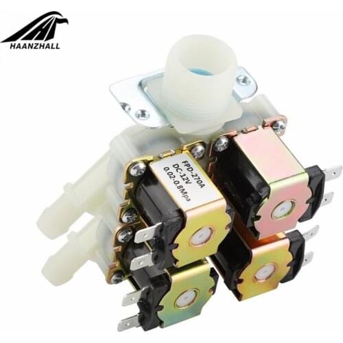 DC 12V/24V/220V G3/4" 1 in 4 out Plastic Electromagnetic Valve Normally Closed Water Drain Valve Electric Water Inlet Solenoid