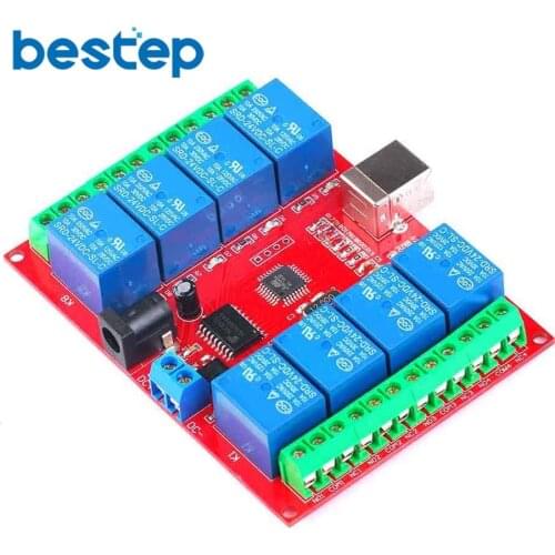 24V 8 Channel USB Relay Control Switch Programmable Computer Control For Smart Home PC Intelligent Controller