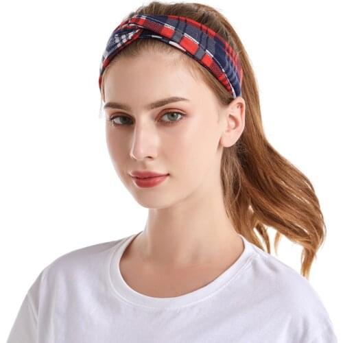 Grid Women Soft Hairbands Floral Elastic Headbands Wide Sport Headwraps Korean Styling Headwear Girls Head Band Hair Accessories