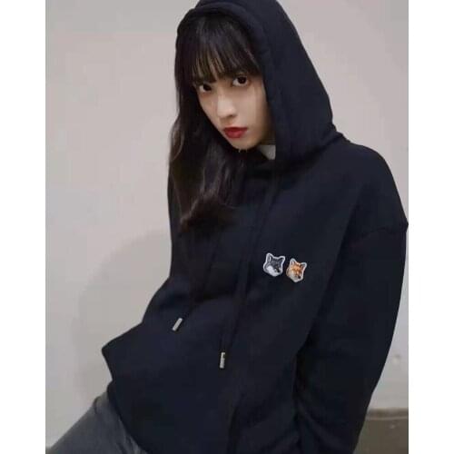 2021 Autumn New women luxury Classic Fashion Fox Head Embroidery Design Loose Casual Cotton Long Sleeve Hooded Sweater M7