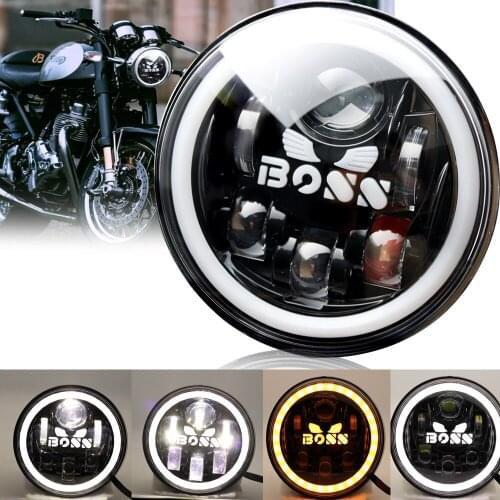 Universal 7" Led Car Motorcycle Headlight H4 Phare Farol Moto Headlamp For BMW Softail Cafe Racer Chopper Honda