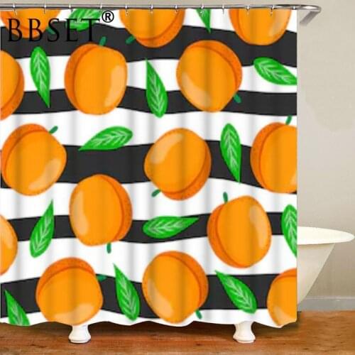 Top Quality Shower Curtain Summer Fruit Yellow Peaches Pattern Waterproof Multi-size Douchegordijn Bathroom Decor with 12 Hooks