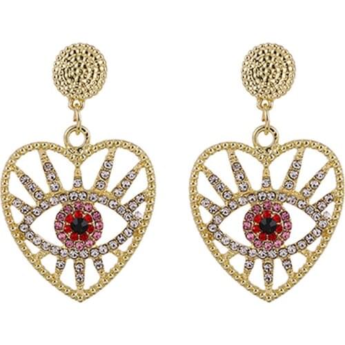 ZHINI 2021 New Gothic Demon Eye Dangle Drop Earrings for Women Fashion AAA Zircon Crystal Earring Gold Statement Earring Jewelry