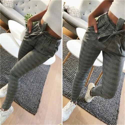 2021 New Striped OL Chiffon High Waist Harem Pants Women Stringyselvedge Summer Style Casual Pants Female Trousers