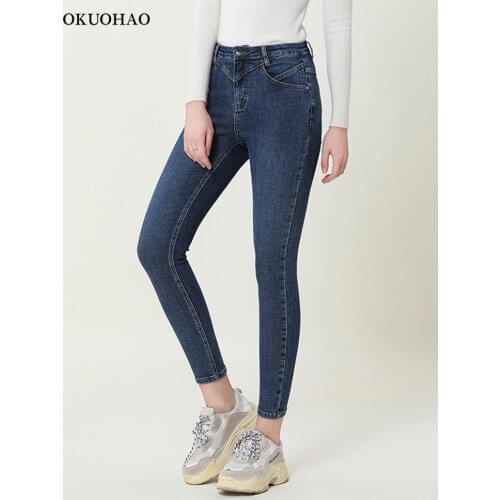 Womens High Waist Stretch Skinny Jeans 2020 Autumn Winter Hip Lift Slim Soft Denim Pants Sexy Washed Trousers Fashion New Jean