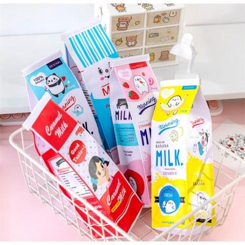 1pcs Milk Pen Bag Three Design Waterproof Stationery Bag School Funny Pencil Case Pen Bag Pencil Box School Supplies for Girls