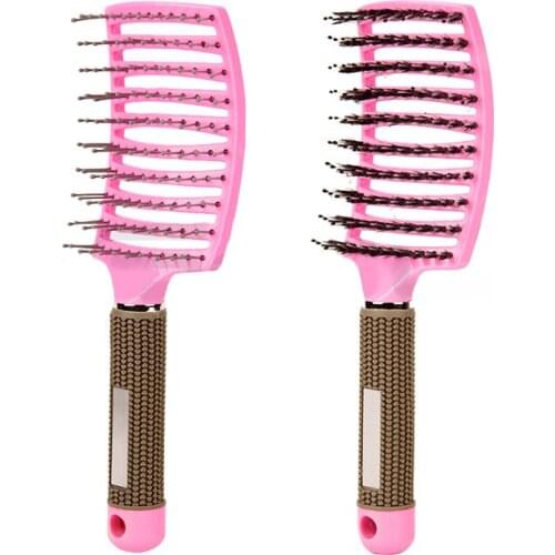 1 Pcs Hot-Sell Plastic Ribs Large Curved Comb Boar Bristles Massage Nine Rows Of Combs Can Smooth The Hair And Curly Hair Style