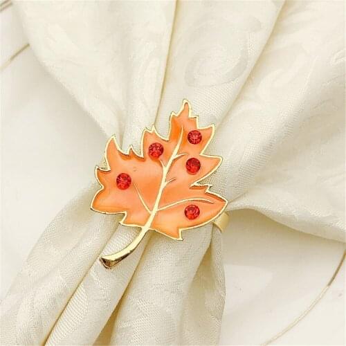 1pc Maple Leaf Napkin Rings Metal Napkin Holders Dinner Table Party Wedding Christmas Decoration Home Napkin Ring Gifts
