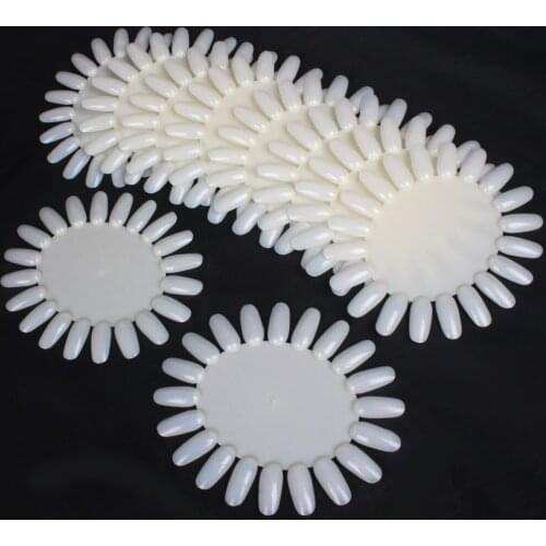 10 Pcs Round Nail Art DISPLAY Practice Tips Chart Acrylic Polish Color - Natural