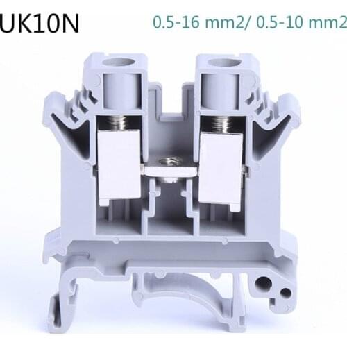10pcs UK10N Phonex Type Din Rail Mount Universal Wiring Conductor Connector Thin Modular Screw Terminal Blocks UK-10N