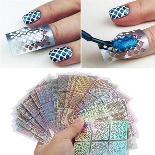 2019 Fashion 6/12/24 Sheet DIY Nail Art Vinyls Mold Stencil Hollow Template Guide Stickers Nail Art Decoration
