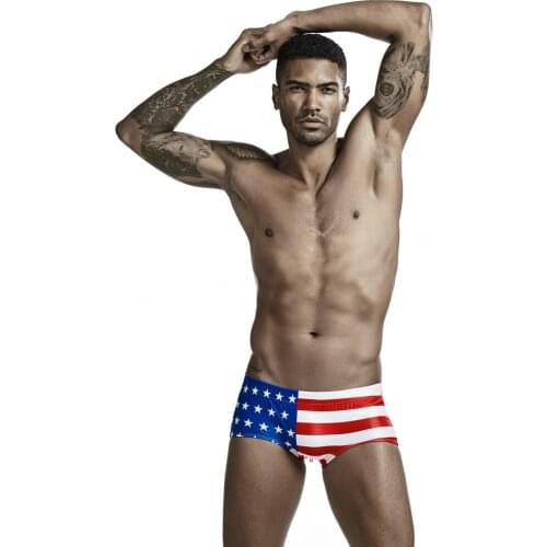 2021 Male Low waist Swim Wear For Men Boxer Swimming Short Sexy National Flag Beach Trunks Summer Swimsuit Boxers Suit Men Pant
