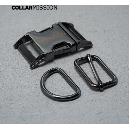 30mm Gun Black (Metal Buckle+ Adjust Buckle+ D Ring )Engraving Metal Plated Buckle Backpack Webbing DIY Dog Collar Bag Accessory