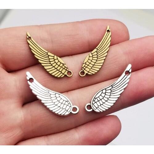 30pcs/lot--30x9mm, Antique bronze/silver plated double sided wing with hole charms,DIY supplies, Jewelry accessories