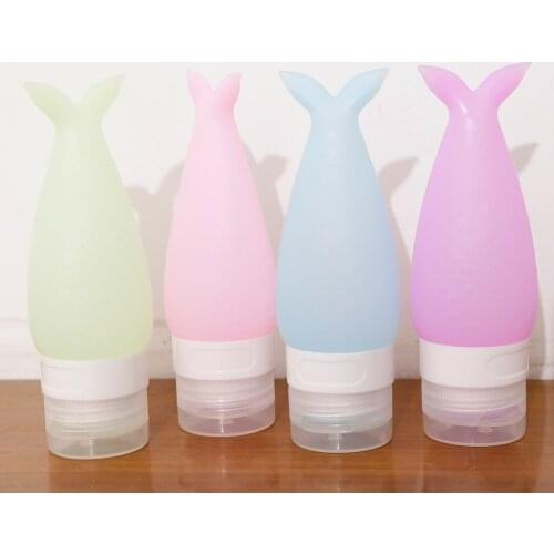 4Pcs Silicone Mini Shampoo Sample Cosmetic Bottle Travel Squeeze Container Tube