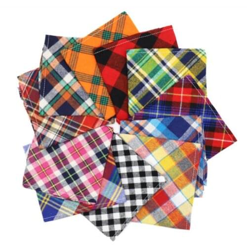 50 X Pet Dog Grooming Product Cotton Classic Plaid Dog Bandana Scarf Adjustable Dog Collar Bandana Bibs Dog Grooming Accessories