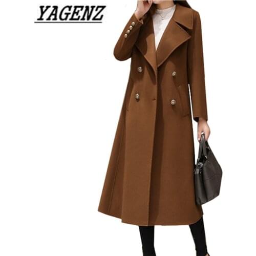 Large size 5XL Womens Wool Long Coats Korean 2020 New Fashion Double-breasted Slim Warm Outerwear Coats Casual Winter Jackets