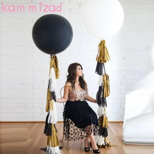 Large 36inch Black White Latex Balloon+10pcs Tissue Paper Foil Tassel wedding party birthday baby shower decor christmas gift