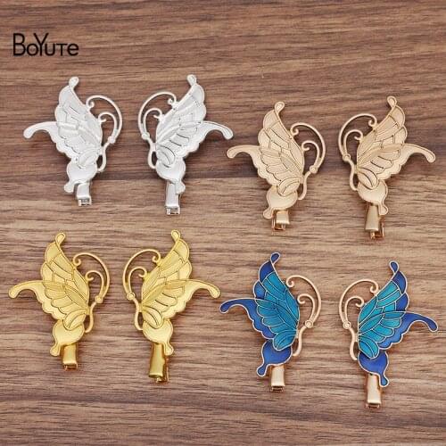 BoYuTe (5 Pairs/Lot) 38*50MM Alloy Butterfly Hair Clips Factory Supply Diy Ancient Chinese Clothing Accessories
